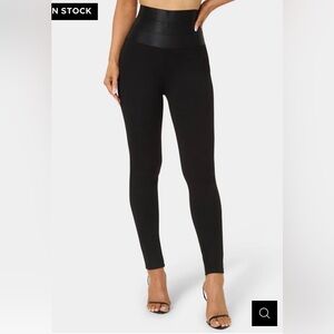 Bebe Satiny High-Waist Leggings in Black